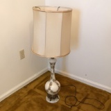Tall Porcelain Vintage Lamp w/Marble Base