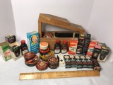 Shoe Shine Box with Huge Lot of Vintage Shoe Shine Accessories