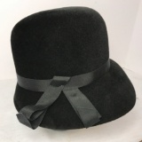 Vintage Black Peachbloom Velour Imported Fur Hat