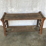 Vintage Outdoor Bench w/Cast Iron Ends & Hummingbird Design