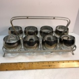 Mid-Century Silver Fade Ombre Roly Poly Glasses with Caddy