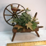 Mid-Century Wooden Spinning Wheel Planter by American Craft