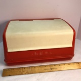 Mid-Century Modern Red & White Plastic Bread Box