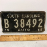 1968 South Carolina License Plate