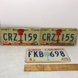 Lot of 3 80's & 90's South Carolina License Plates