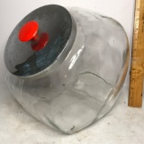 Large Vintage Glass General Store Jar w/Lid