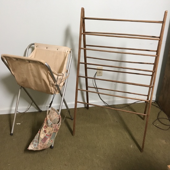 Indoor Drying Rack, Folding Hamper & Old Clothes Pin Bag
