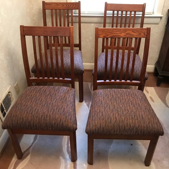 Set of 4 Upholstered Slat Back Dining Chairs