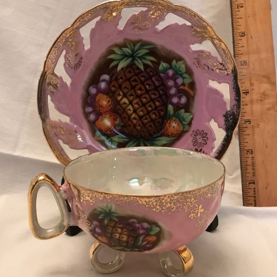 Vintage Royal Halsey Very Fine Iridescent Tea Cup & Saucer