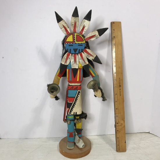 Vintage Wooden Hand Made Native American Indian "Sun Dancer" Kachina Doll - Signed "L. Begay"