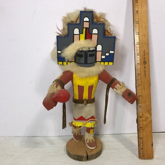Vintage Wooden Hand Made & Carved Native American Indian Kachina Doll - Signed on Bottom