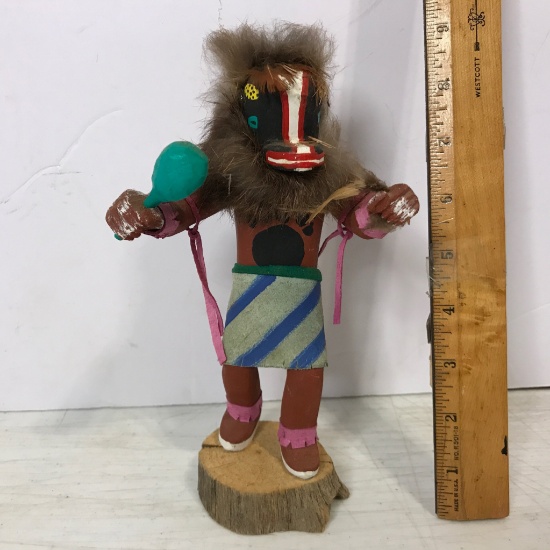 Vintage Wooden Hand Made & Carved Native American Indian Kachina Doll "Badger By N. Larry