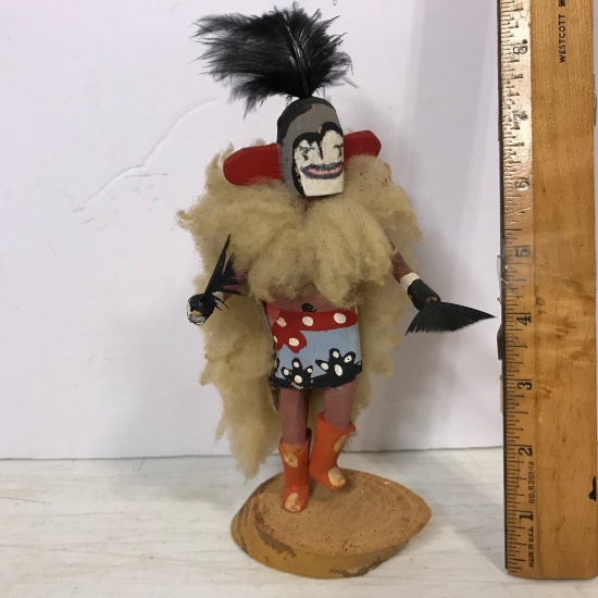 Vintage Wooden Hand Made & Carved Native American Indian Kachina Doll "Hunter by Tom Hawk"