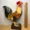 Hand Painted Wooden Carved Rooster Figure