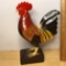 Hand Painted & Carved Wood Rooster Figure