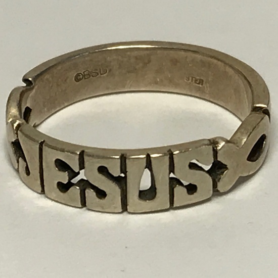 Sterling Silver Men's "Jesus" Ring