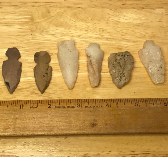 Lot of 6 Old Dug Arrowheads