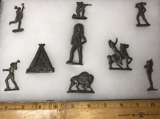 Lot of Vintage Indian Lead Figurines in Case