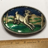 1980 Pewter & Enamel Deer Belt Buckle