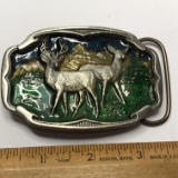 1991 Pewter & Enamel Deer Belt Buckle