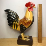 Hand Painted Wooden Carved Rooster Figure