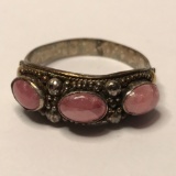 Vintage Sterling Silver Ring with Pink Stones