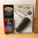 Sheffield Mfg. One Hand Opening Lock-Back Knife w/LED Light