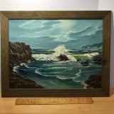 Beautiful & Framed Original Ocean Scene Oil Painting by Brenda Raymond - Signed 