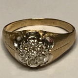 Awesome Men's 10K Gold Ring with Flowers and Clay Stones