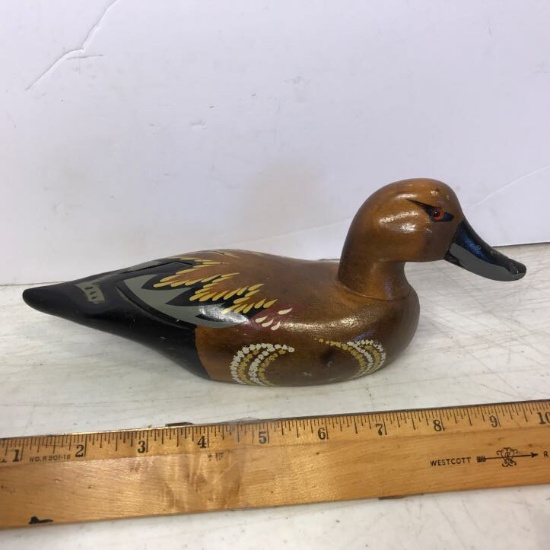Wooden Hand Painted Duck Figurine