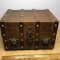 Vintage Men’s Treasure Chest Jewelry Box with Lion Heads & Red Velvet Lining