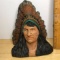 Native American Indian Bust Figurine By Ferrastone