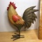 Crowing Rooster Figurine with Metal Feet
