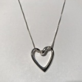 Sterling Silver Heart Pendant on 18
