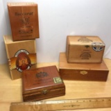 Lot of 5 Vintage Wooden Cigar Boxes