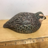 1989 Hand Painted Quail Figurine Signed on Bottom by Artist