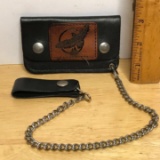 Leather Wallet on a Chain with Eagle