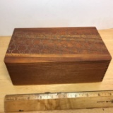 Vintage Solid Genuine Mahogany Box with Carved Floral Top