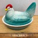 Vintage Signed Westmoreland Slag Glass Hen on a Nest