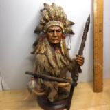 Large Molded Resin Statue of Native American