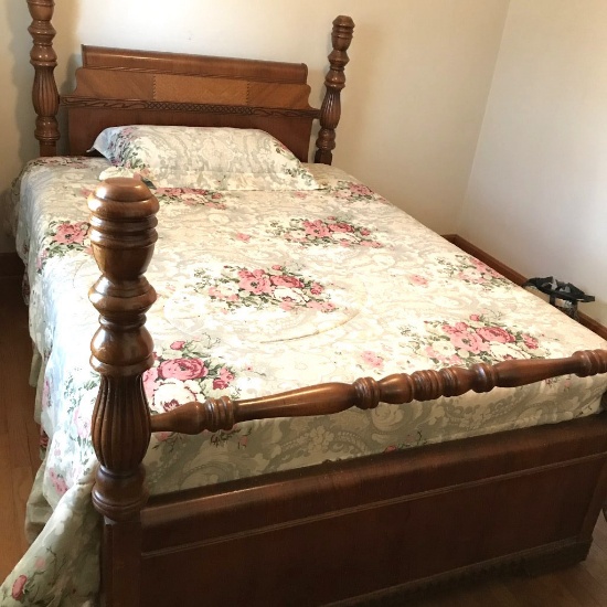 Vintage Heavy Wood Full Size Bed