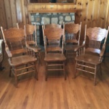 Set of 6 Vintage Pressback Dining Chairs (2 Captain’s chairs)