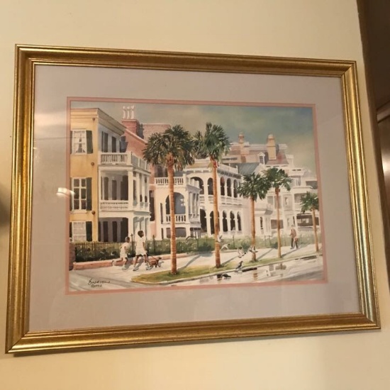 Framed & Matted Charleston Print Signed Emerson