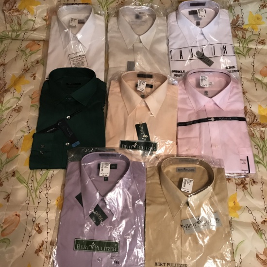 Lot of Men’s Collared Dress Shirts by Bert Pulitzer & Van Heusen - Never worn