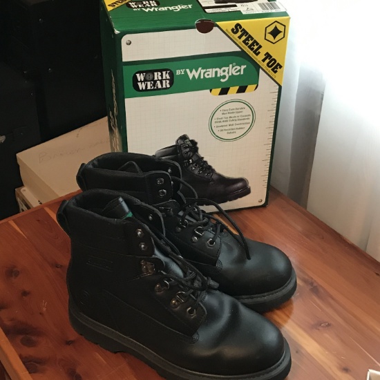 Wrangler Black Steel Toe Work Boots - Look Like Never Used