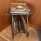 Mid-Century Modern Metal Record Album Stand with Many Vinyl Record Albums