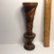 Hand Carved Slender Wood Vase Signed on Bottom