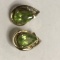 10K Gold Pierced Earrings with Green Stones