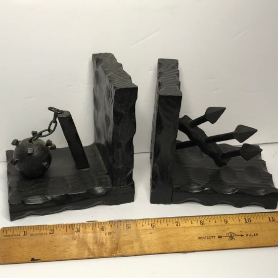 Pair of Medieval Wooden Bookends