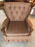 Vintage Swivel Rocker Arm Chair with Maple Wood